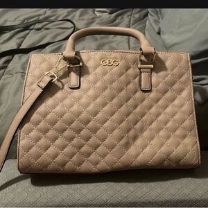 Gianni Bini Quilted Taupe Satchel with Gold Hardware